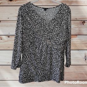 Lafayette 148, New York, black and white polkadot wrapped blouse